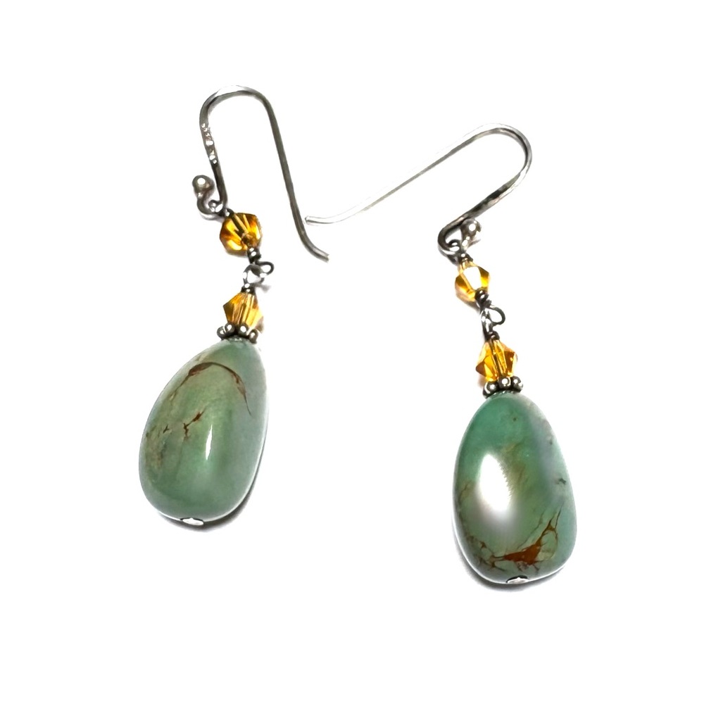 SILPADA Earrings Turquoise Sterling Silver W1290 Drop Dangle V.GOOD COND